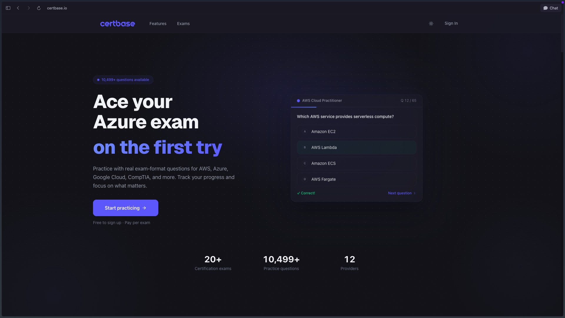 certbase.io — practice exams for IT certifications